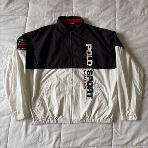 90’s Polo Sport by Ralph Lauren Black and White Zip Up Windbreaker